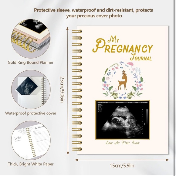 Pregnancy Journal with Gold Accents Maternity Memory Book - 82 Pages Hardcover - Picture 3 of 10